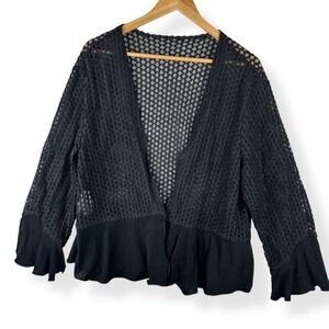 Vintage Y2K Lace Cardigan Womens Size Large Whimsigoth Dark Coquette USA Made